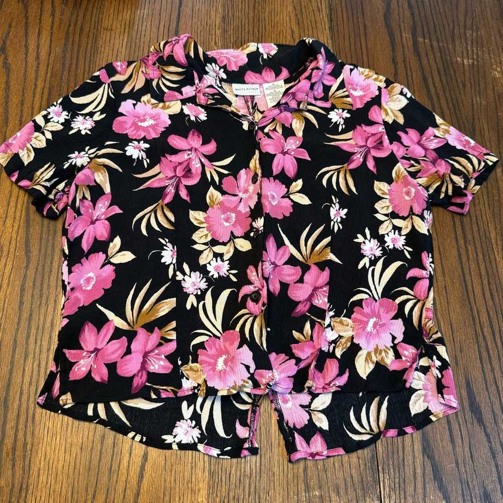 White Stag Vintage Hawaiian Cropped Blouse Women'… - image 3