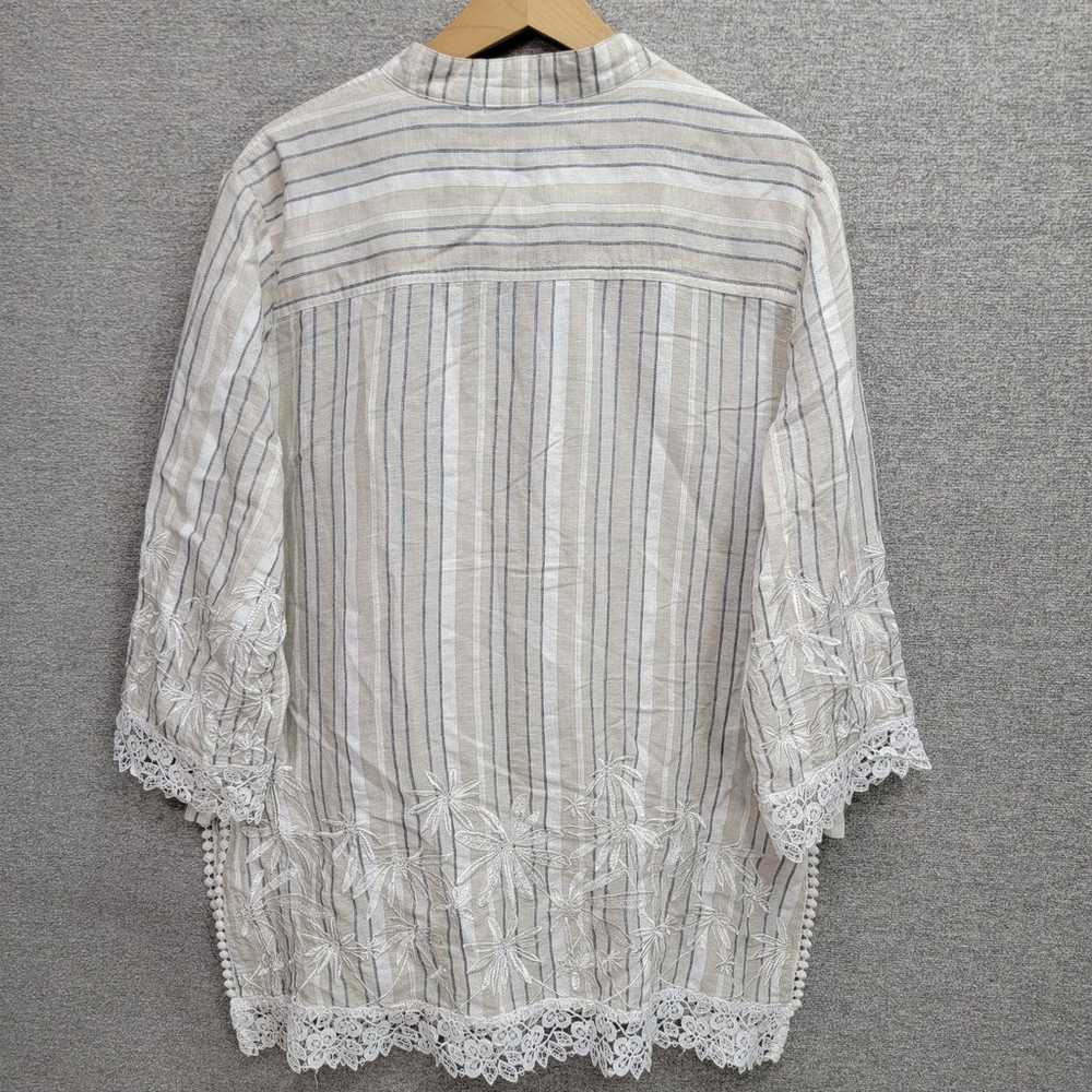 SHARON YOUNG EMBROIDERED LACE LINEN BLEND TUNIC T… - image 2