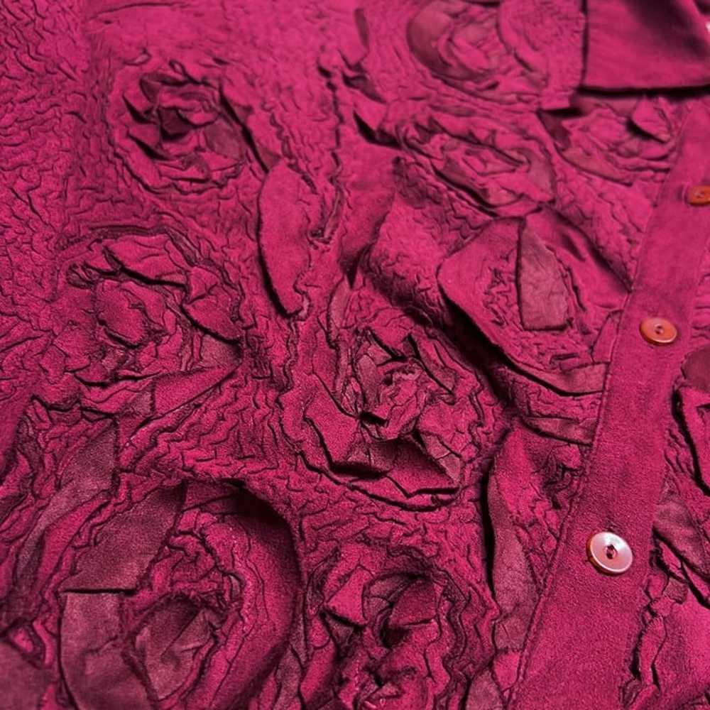 Fantazia Vintage Textured Floral Blouse Fushia Wo… - image 4