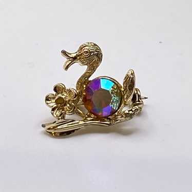 Precious Duckling Aurora Borealis Crystal Brooch P