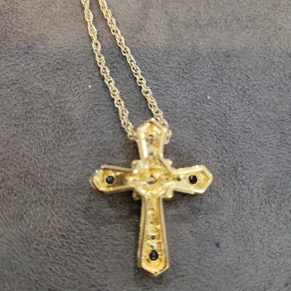 Vintage JC Cross Pendant Silver Toned Necklace. A… - image 3