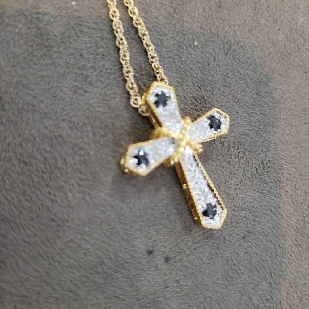 Vintage JC Cross Pendant Silver Toned Necklace. A… - image 4