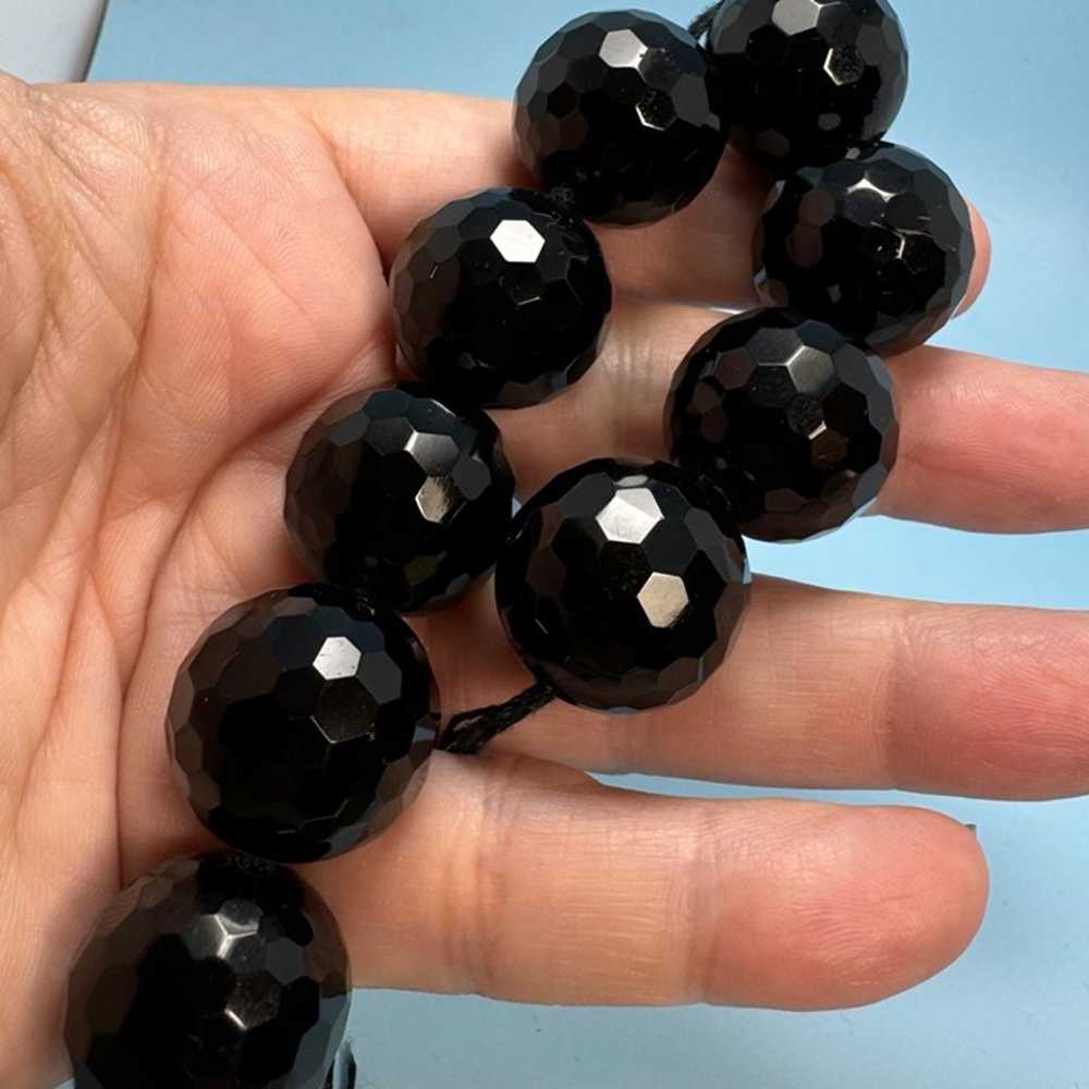 VTG Large Black Crystal Faceted 20mm Width Beads … - image 3