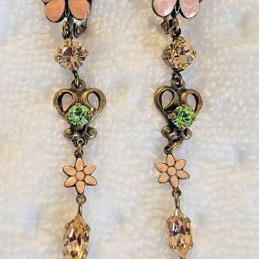 ZAZOU SARL FRANCE VINTAGE PEACH BUTTERFLIES & CRYS