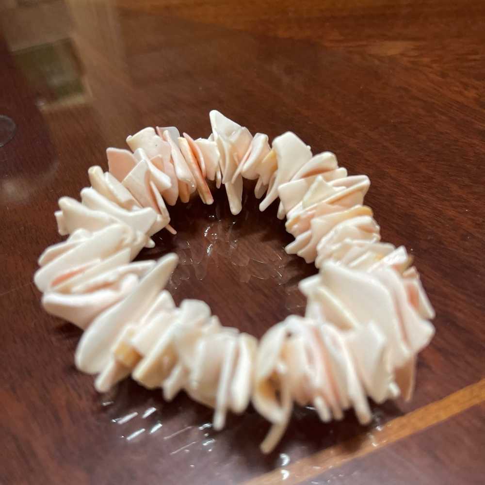 Shell Bracelet Jewelry Pink Peach Puka Shell Chip… - image 1