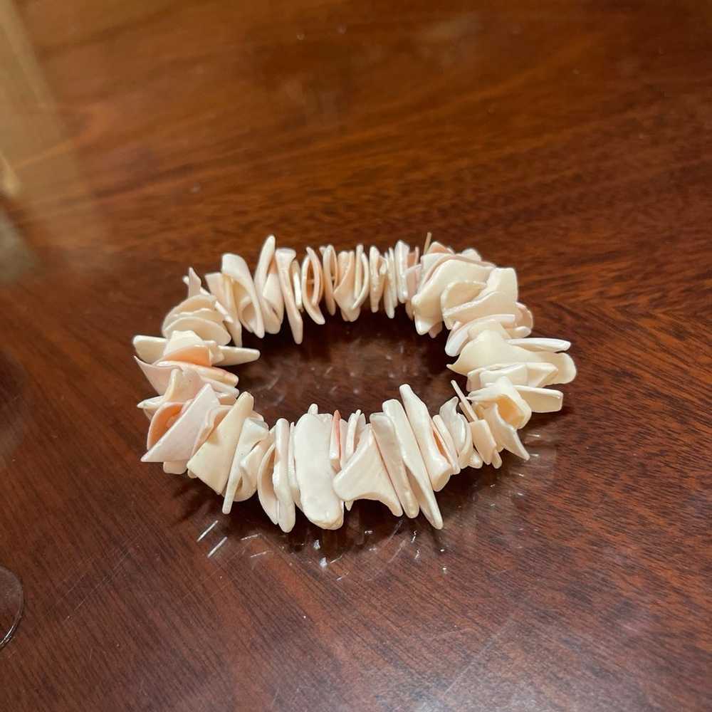 Shell Bracelet Jewelry Pink Peach Puka Shell Chip… - image 2