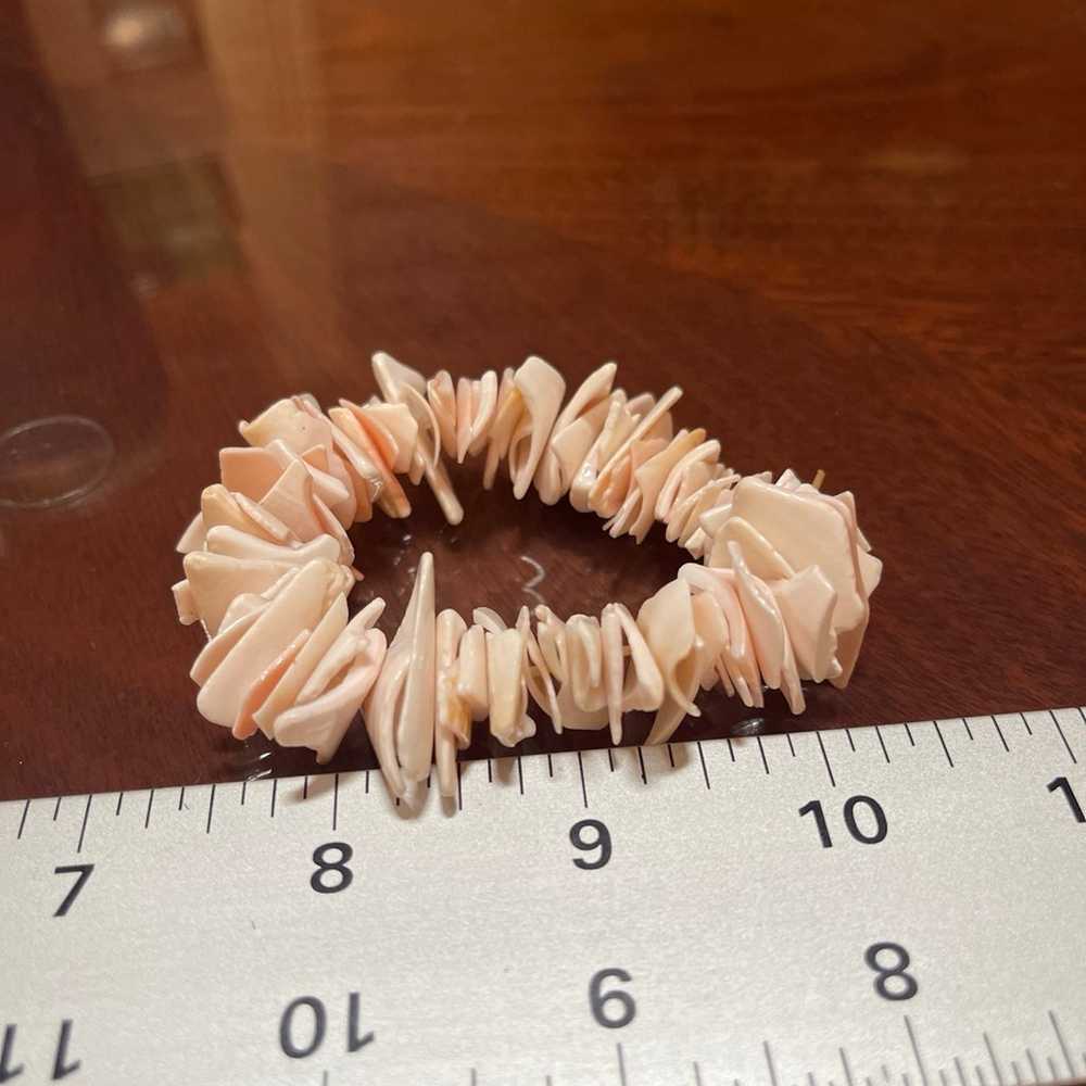 Shell Bracelet Jewelry Pink Peach Puka Shell Chip… - image 4