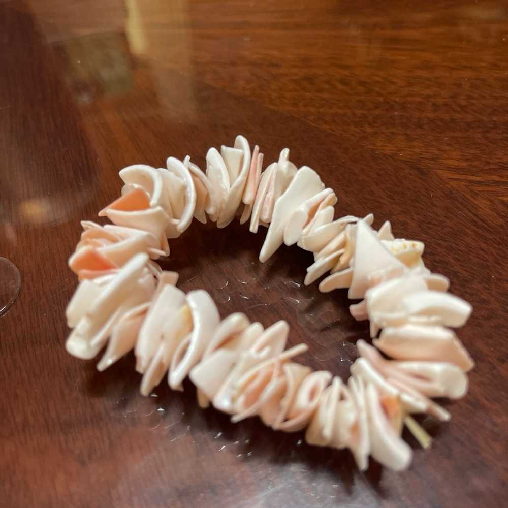 Shell Bracelet Jewelry Pink Peach Puka Shell Chip… - image 5