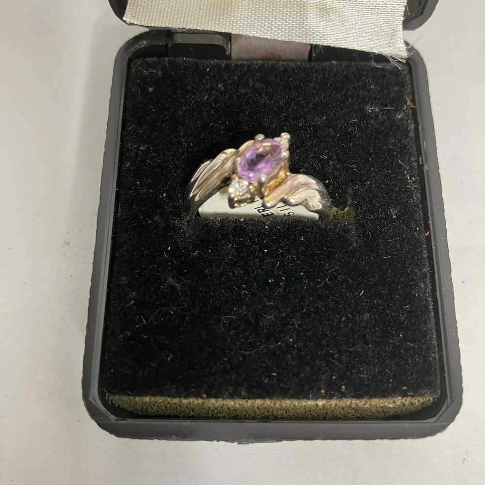 HSN Designer Ring Genuine Amethyst Sterling Silve… - image 1