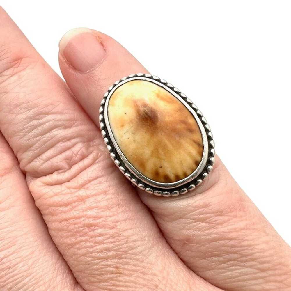 Hallmarked Native American Shell Ring Sterling Si… - image 1