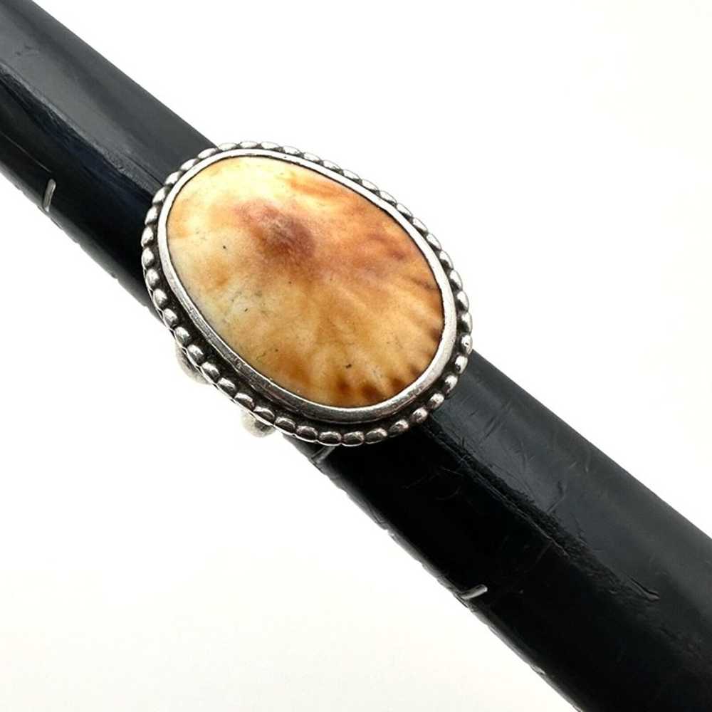 Hallmarked Native American Shell Ring Sterling Si… - image 6