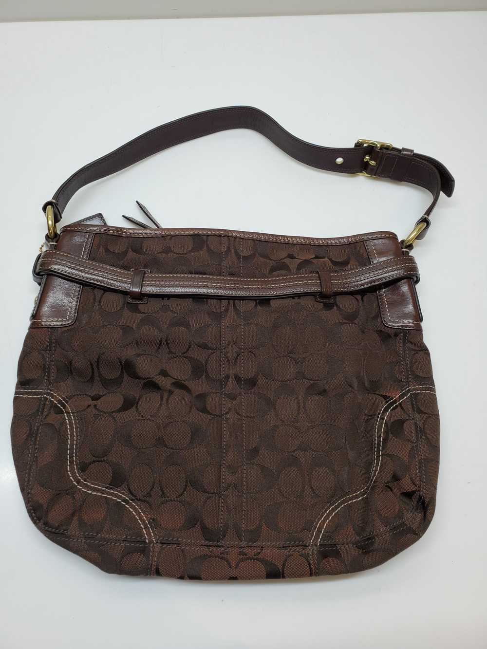 Coach Signature Brown Jacquard Crossbody Purse - image 2