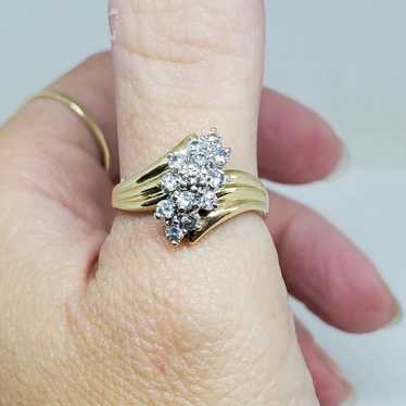 14k YG Diamond Cluster Engagement Ring