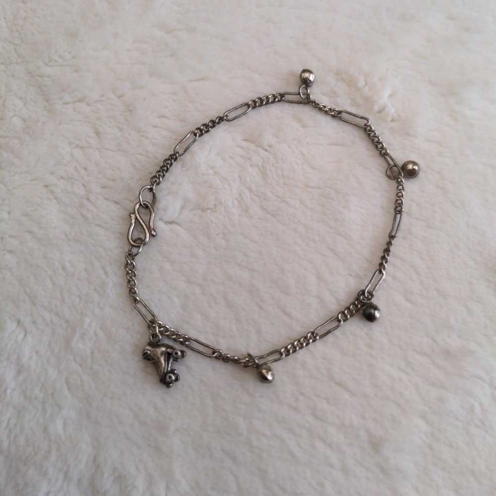 Sterling Silver Rollerskate Charm Bracelet - image 1