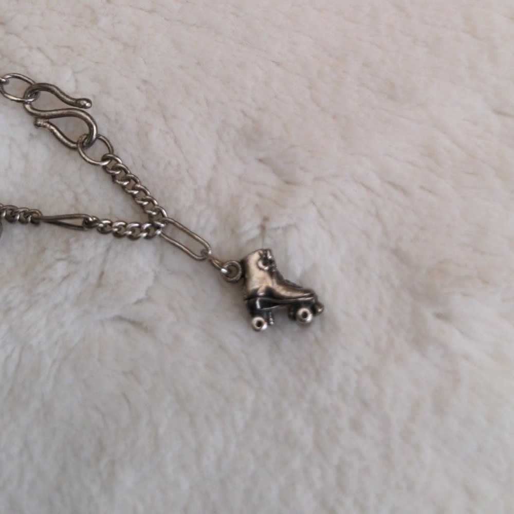 Sterling Silver Rollerskate Charm Bracelet - image 2