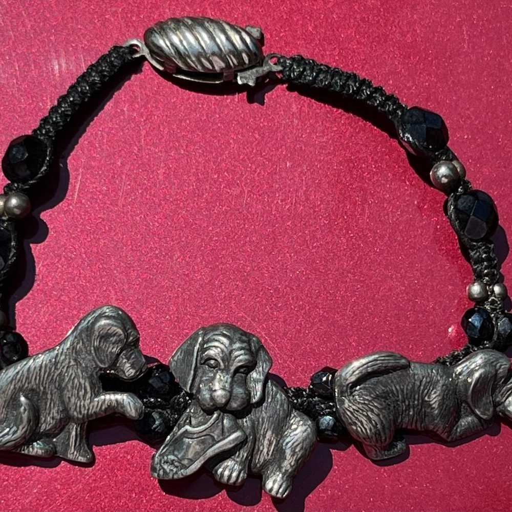 Vintage Danforth Pewter Black Glass Beads Puppy D… - image 10