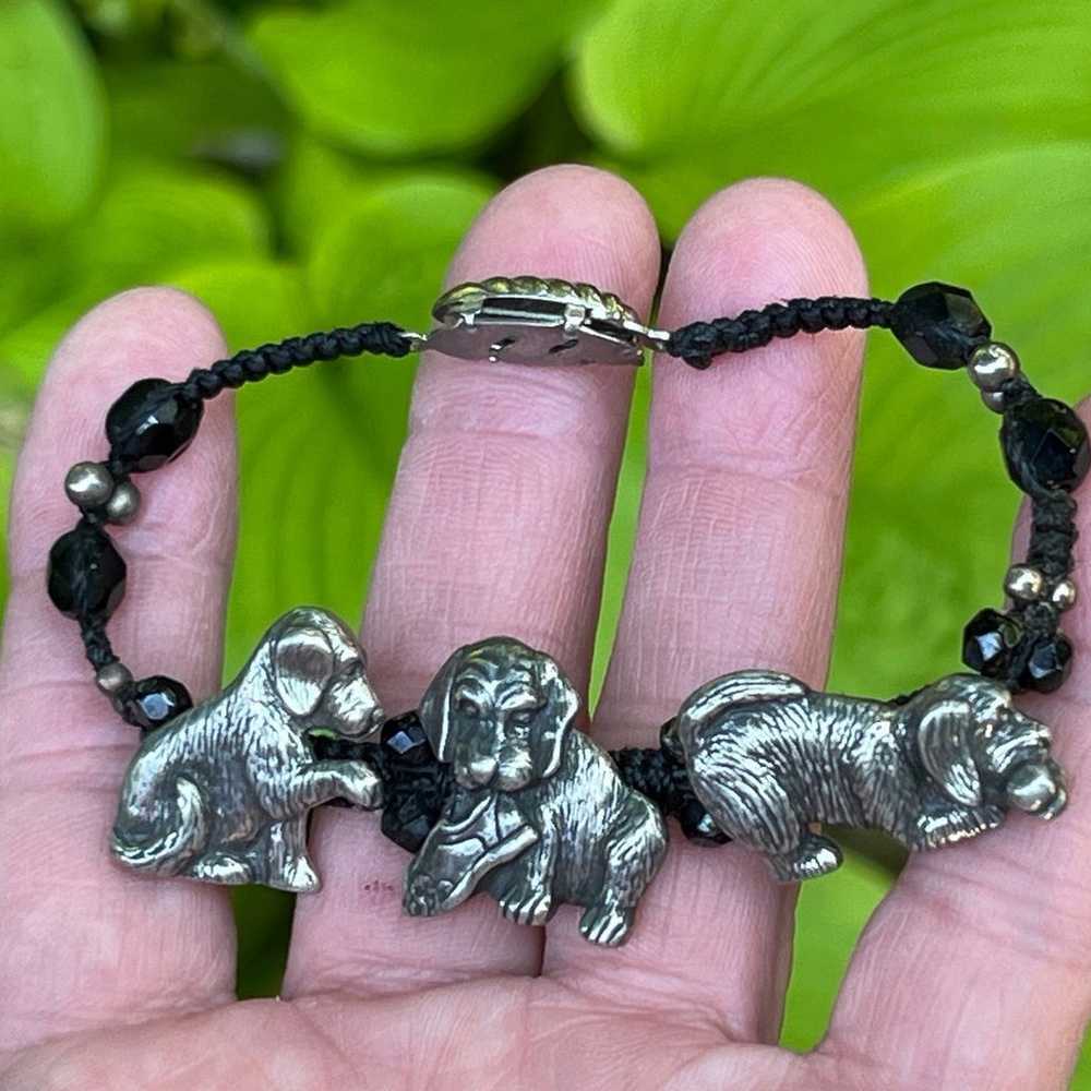 Vintage Danforth Pewter Black Glass Beads Puppy D… - image 11