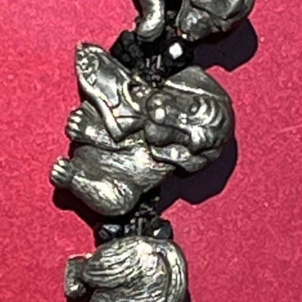 Vintage Danforth Pewter Black Glass Beads Puppy D… - image 3