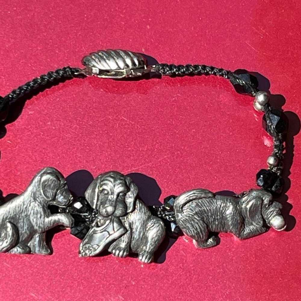 Vintage Danforth Pewter Black Glass Beads Puppy D… - image 6