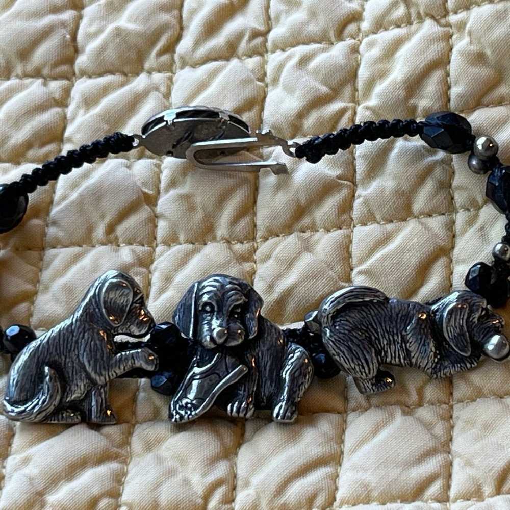 Vintage Danforth Pewter Black Glass Beads Puppy D… - image 9