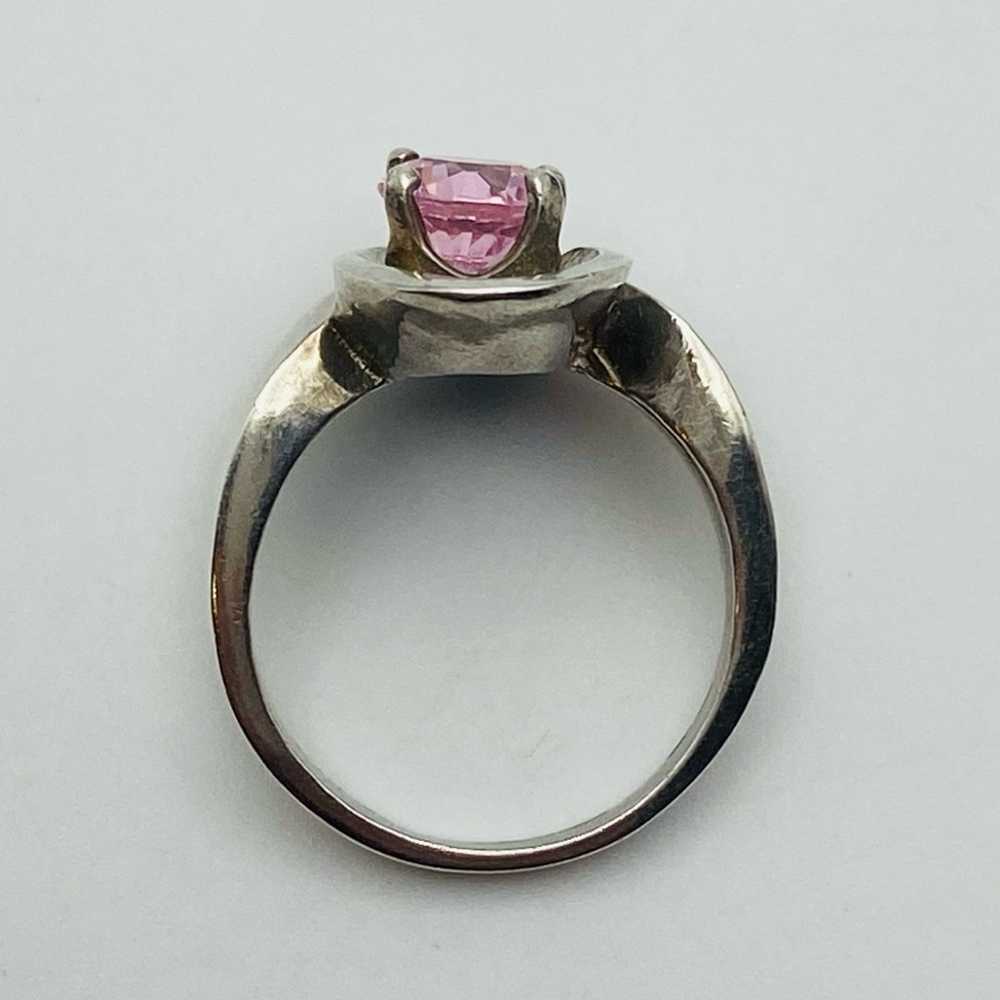 Sterling silver vintage pink CZ ring 925 - image 6