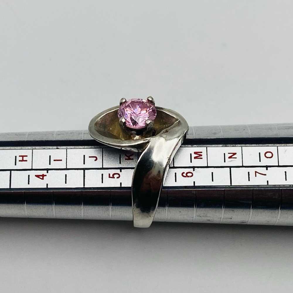 Sterling silver vintage pink CZ ring 925 - image 7