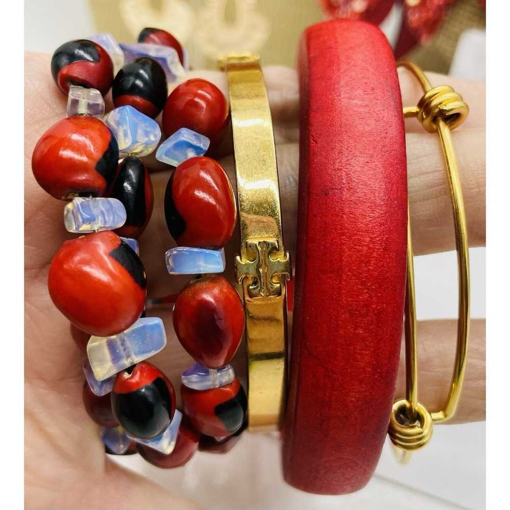 20 PC Vintage to New Jewelry Lot RED THEME Bracel… - image 2