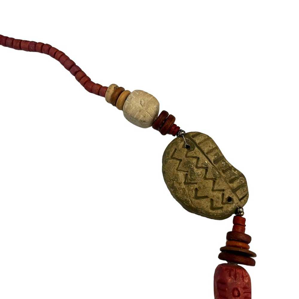 Vintage Tribal Native Bead Clay Necklace - image 4