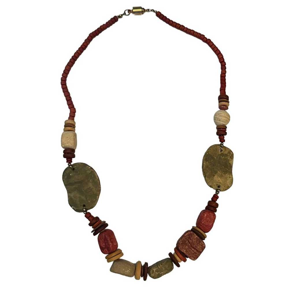 Vintage Tribal Native Bead Clay Necklace - image 5