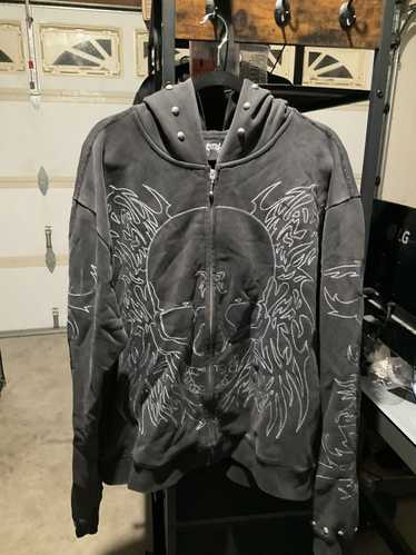 Revenge Tribal Skull Studded Zip Up