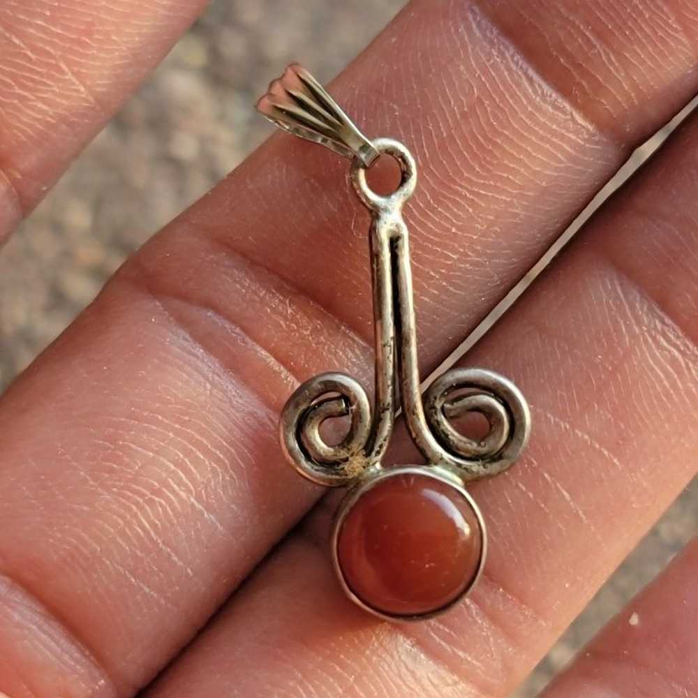 Vintage 925 sterling silver carnelian swirl neckl… - image 10