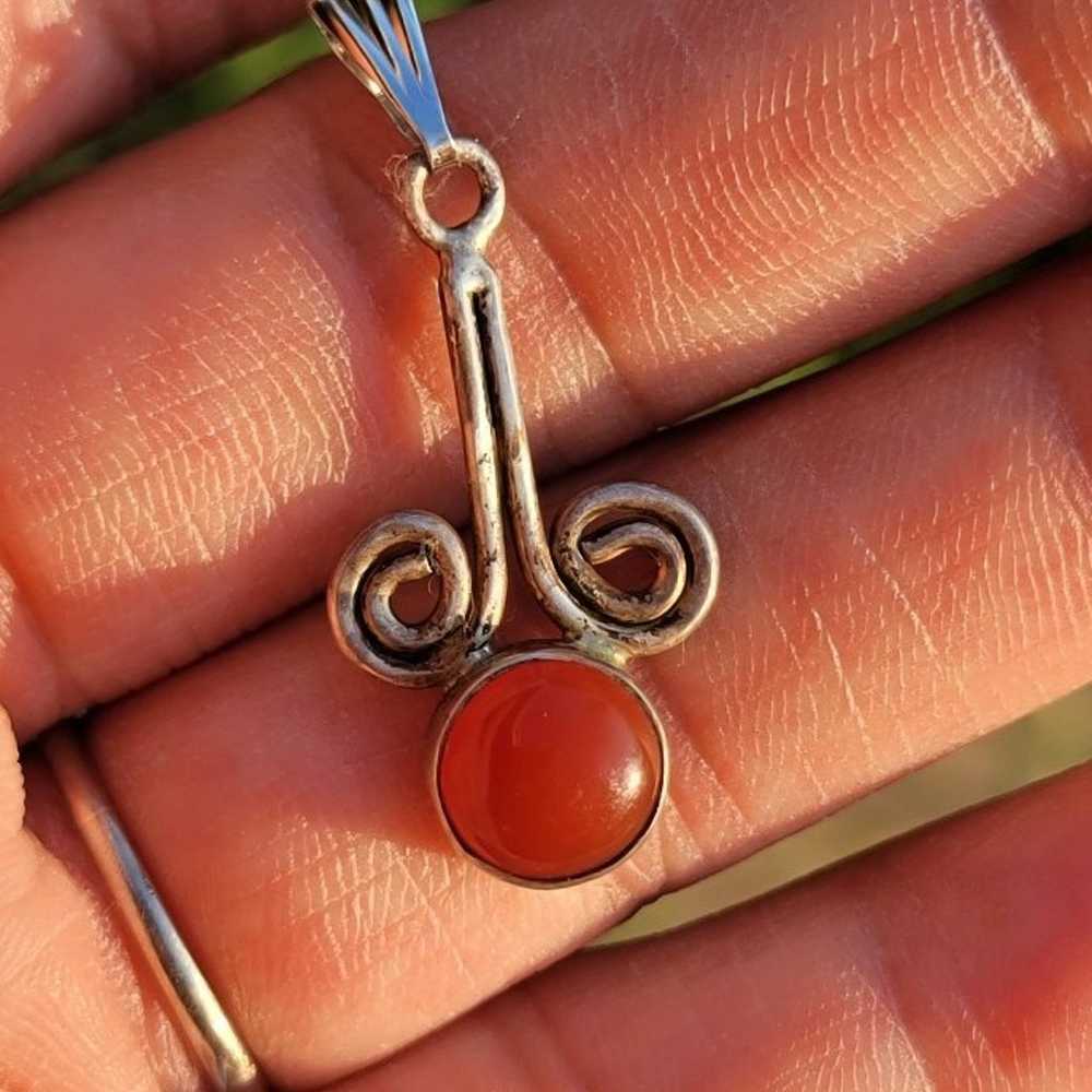 Vintage 925 sterling silver carnelian swirl neckl… - image 12