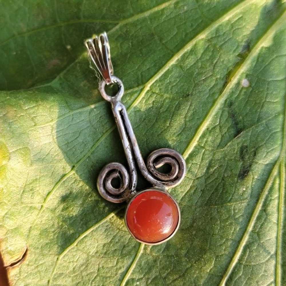 Vintage 925 sterling silver carnelian swirl neckl… - image 1