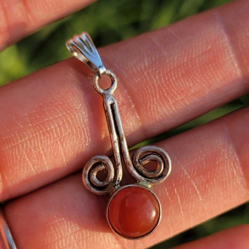 Vintage 925 sterling silver carnelian swirl neckl… - image 2