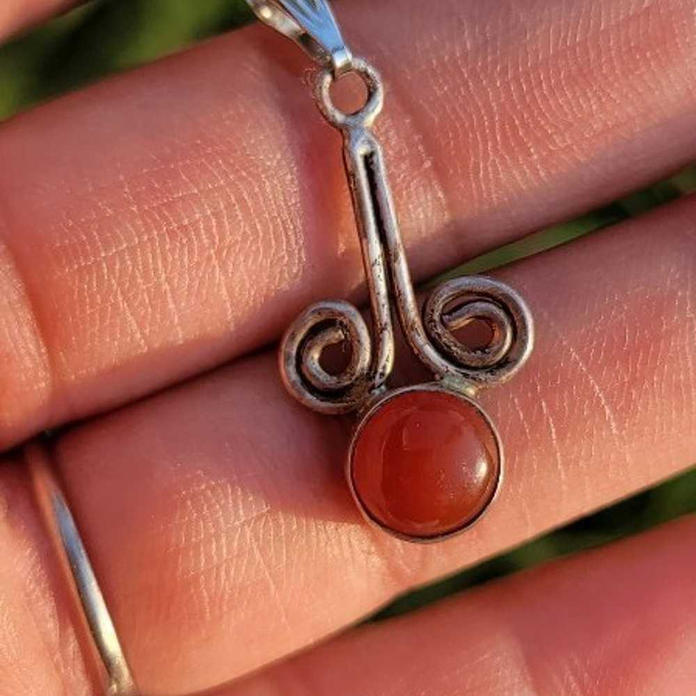 Vintage 925 sterling silver carnelian swirl neckl… - image 4