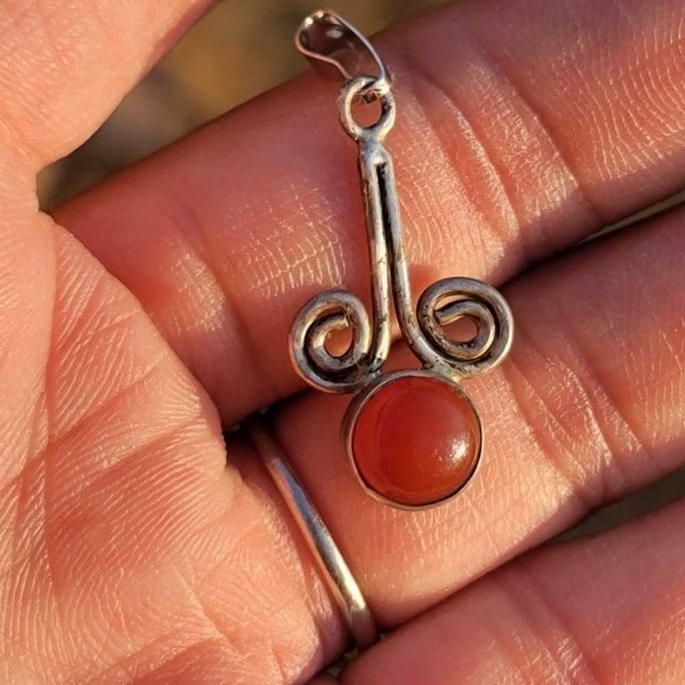 Vintage 925 sterling silver carnelian swirl neckl… - image 5