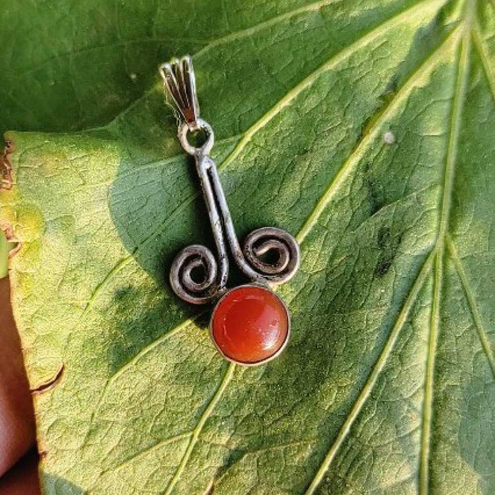 Vintage 925 sterling silver carnelian swirl neckl… - image 7