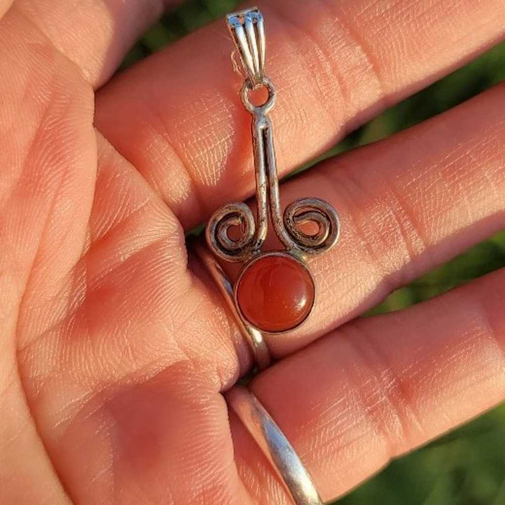 Vintage 925 sterling silver carnelian swirl neckl… - image 9