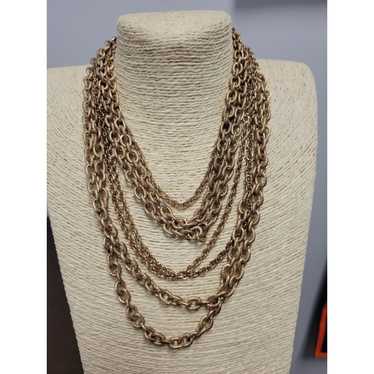 Guess Brand Gold Tone Multi Strand Chunky Stateme… - image 1