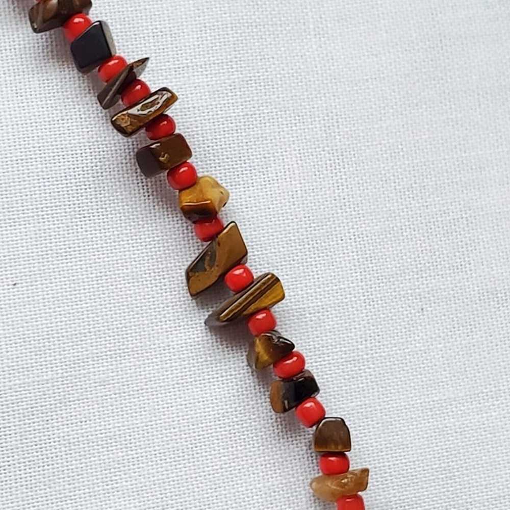 VTG Rhodonite & Tiger Eye Beaded Necklace Adjusta… - image 10