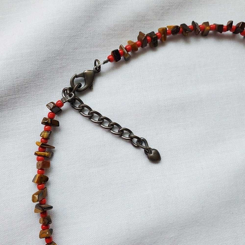 VTG Rhodonite & Tiger Eye Beaded Necklace Adjusta… - image 7