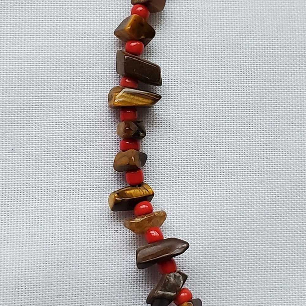 VTG Rhodonite & Tiger Eye Beaded Necklace Adjusta… - image 8