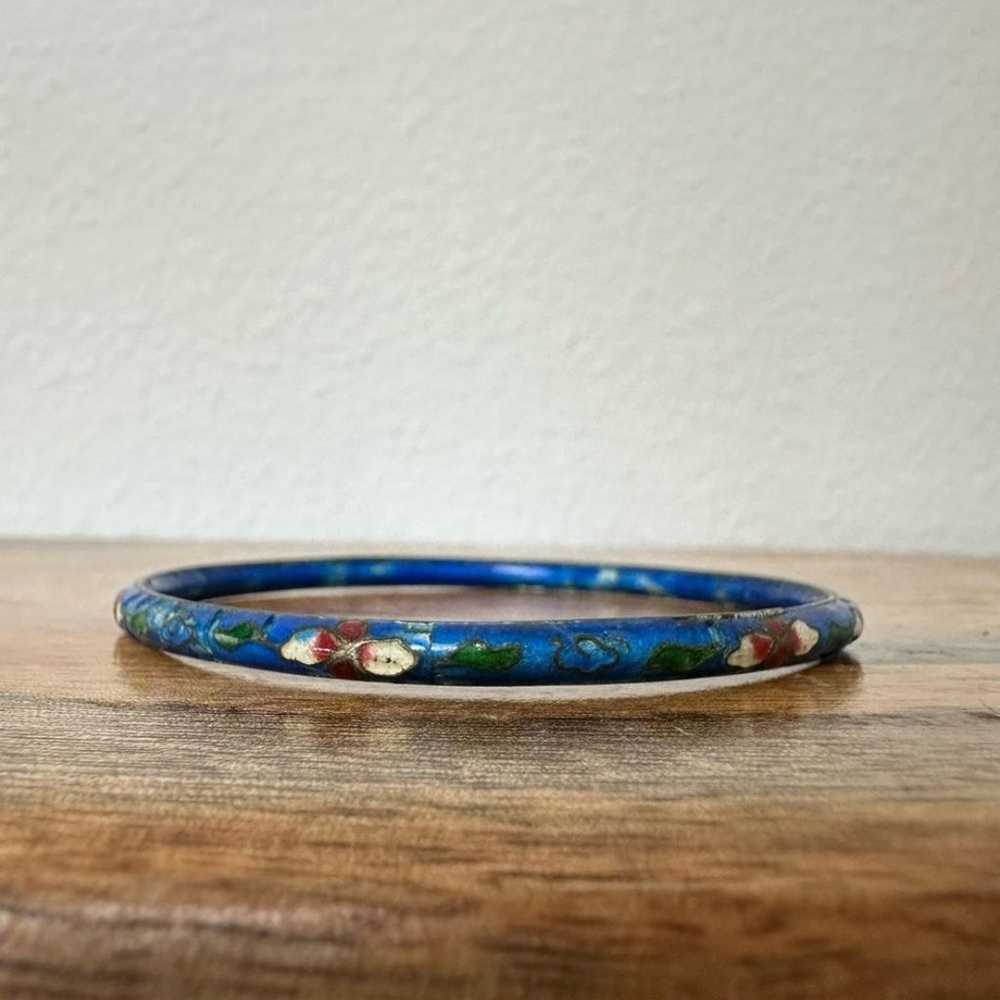 Gorgeous Vintage Blue Cloisonné Enamel Bangle Bra… - image 2