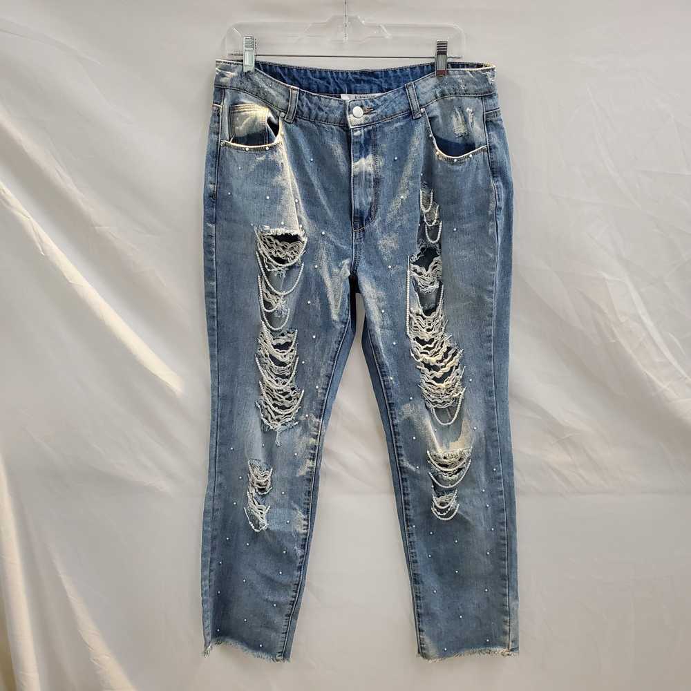 K Jordan Cotton Distressed Embellished Jeans Size… - image 1