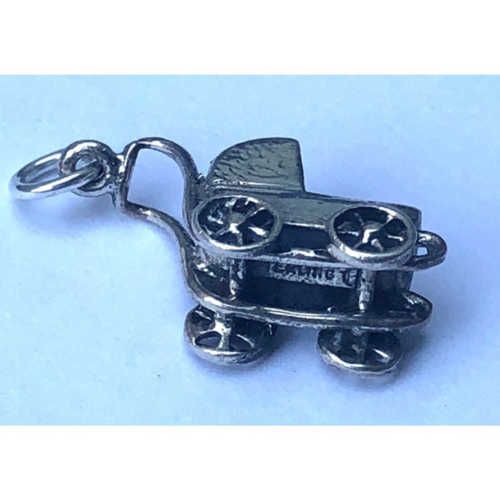 Vintage Sterling Silver Bracelet Charm Baby Carri… - image 5