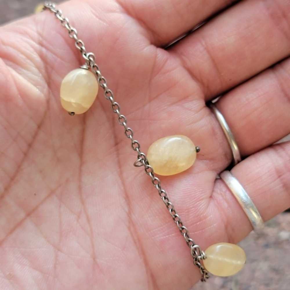 Vintage 925 sterling silver delicate yellow agate… - image 11