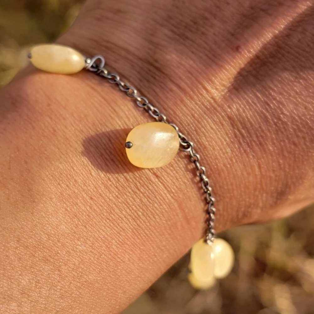 Vintage 925 sterling silver delicate yellow agate… - image 2