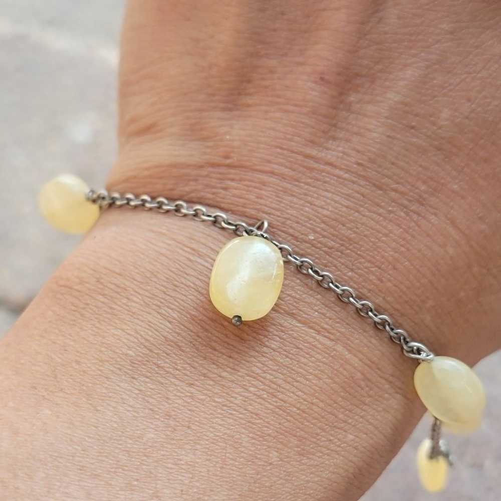 Vintage 925 sterling silver delicate yellow agate… - image 4