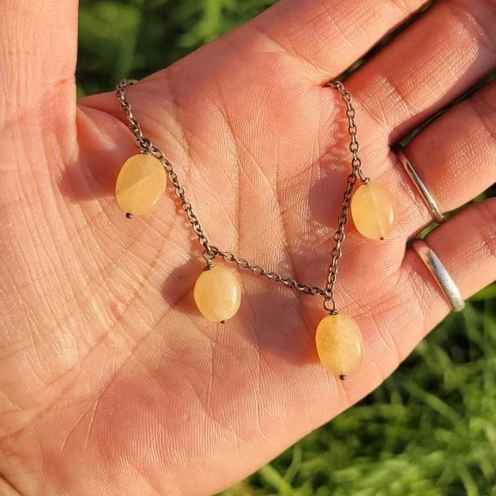 Vintage 925 sterling silver delicate yellow agate… - image 5