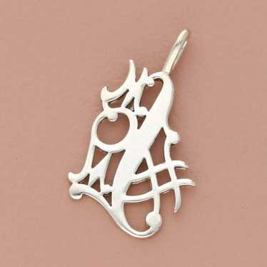 sterling silver vintage number one mom pendant - image 1